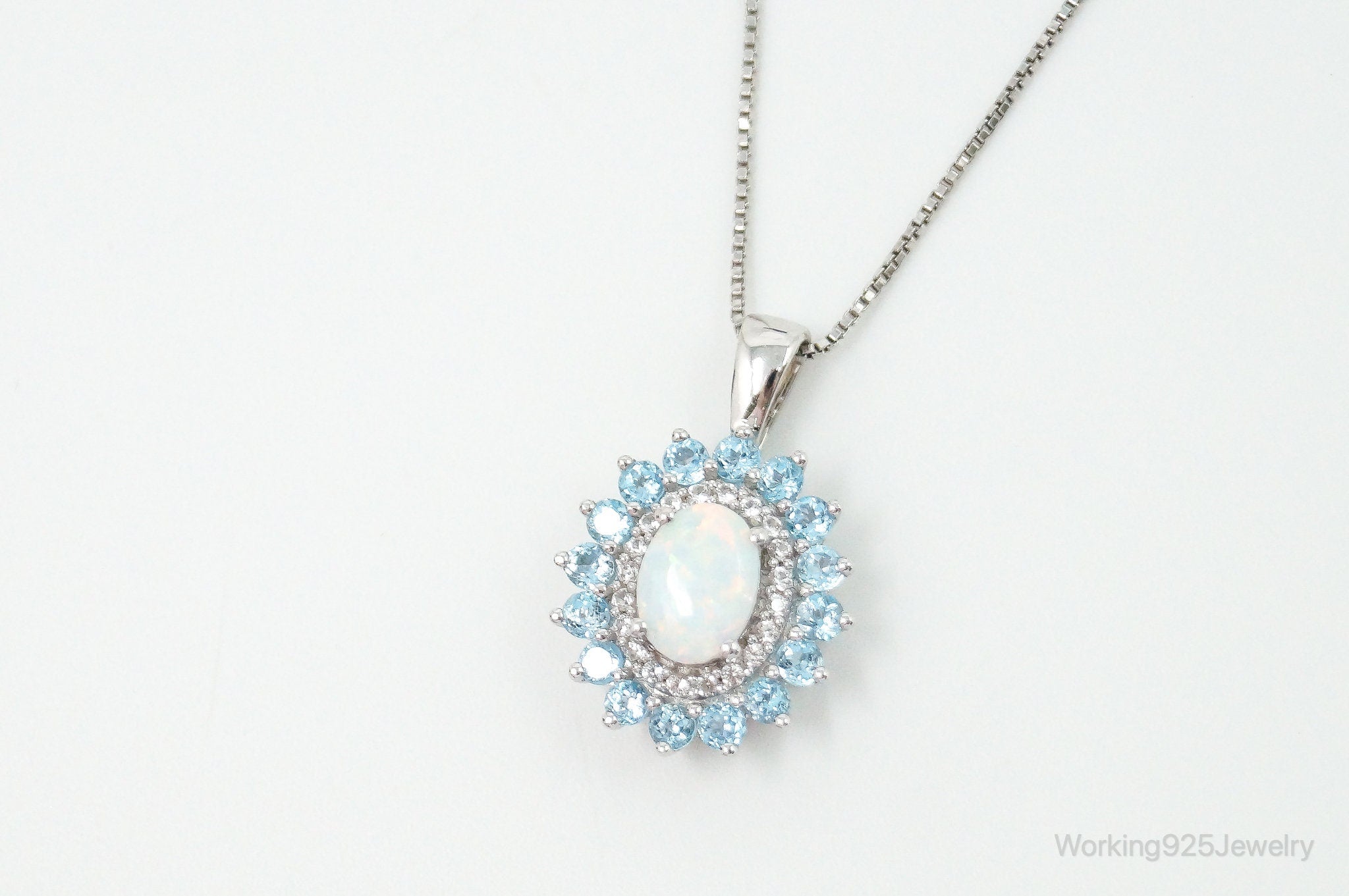 Designer Jane Seymour Blue Topaz Cubic Zirconia Sterling Silver Necklace | Jewelry > Necklaces > Pendants | Wiccan Center