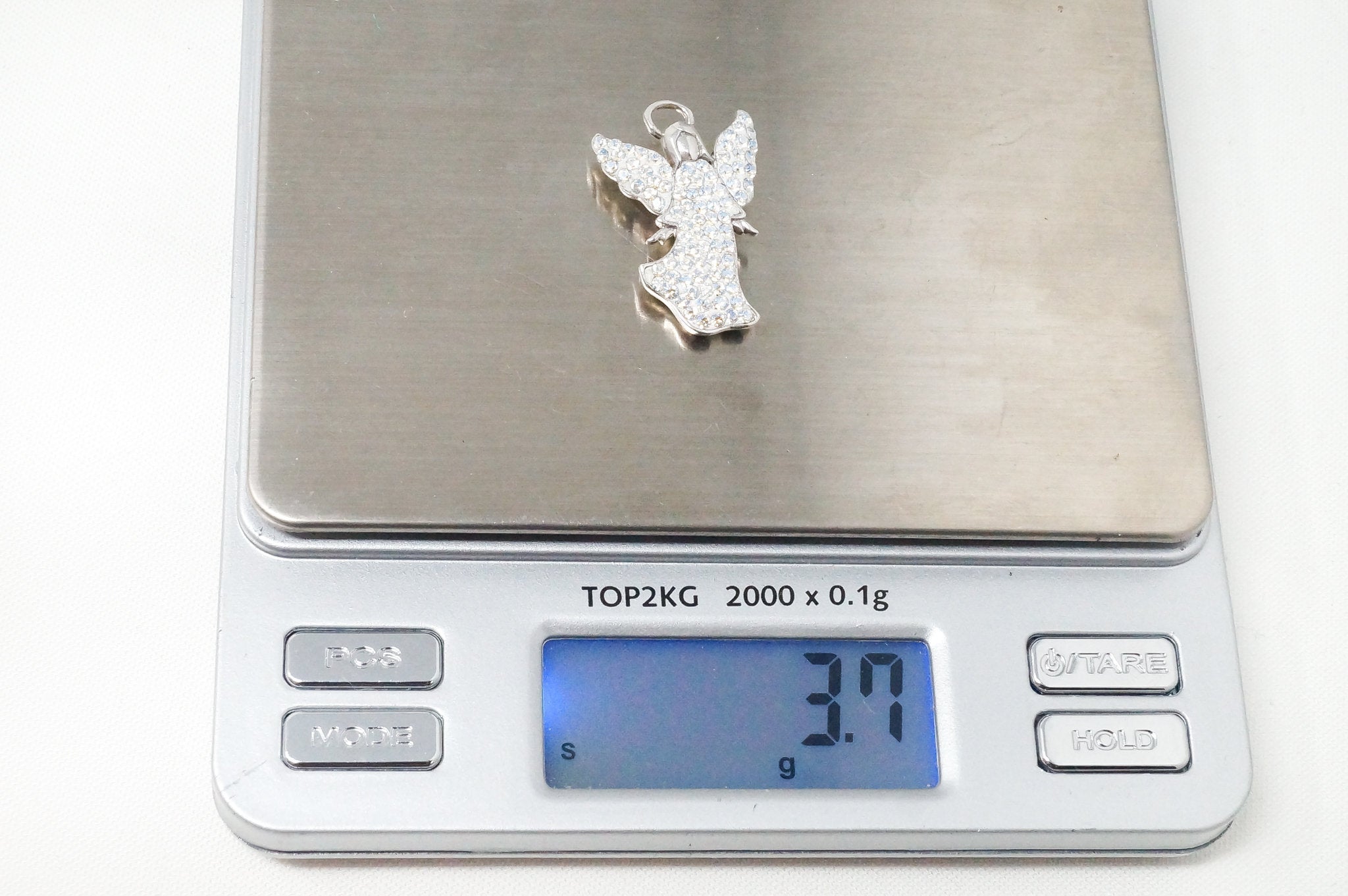 Vintage Guardian Angel Rhinestone Sterling Silver Necklace Pendant | Jewelry > Necklaces > Pendants | Wiccan Center
