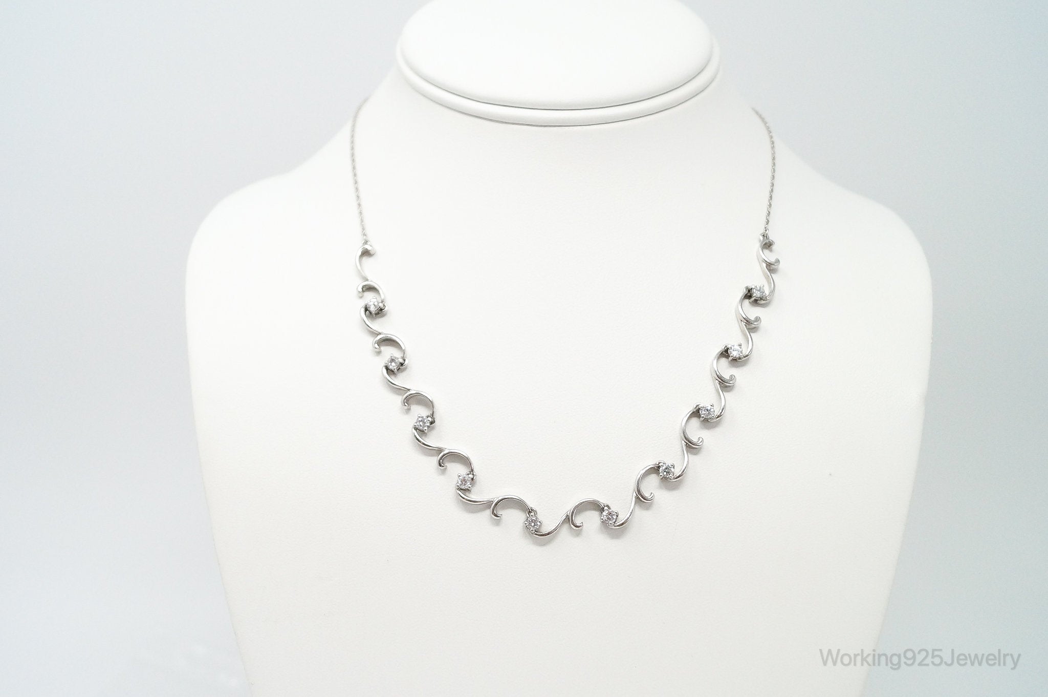 Art Deco Cubic Zirconia Sterling Silver Necklace | Jewelry > Necklaces > Pendants | Wiccan Center