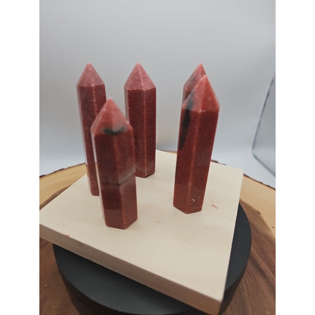 5pcs Avg .65 Natural Rhodonite Quartz Crystal Brazil | Mineral Specimens | Wiccan Center