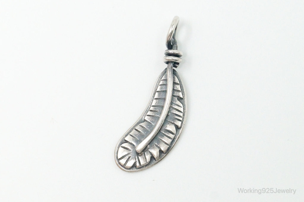 Vintage Native American Unsigned Feather Sterling Silver Necklace Pendant | Jewelry > Necklaces > Pendants | Wiccan Center