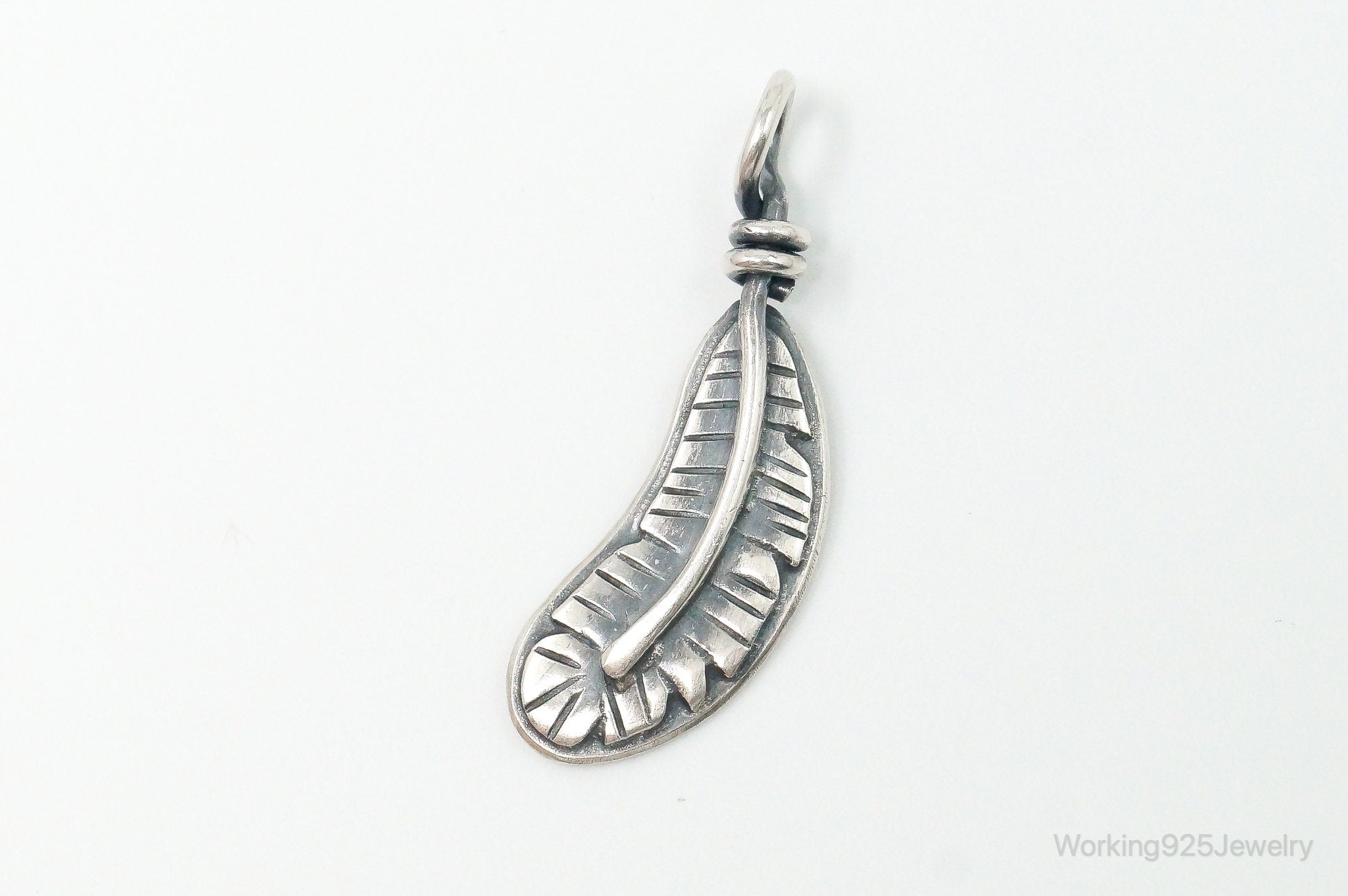Vintage Native American Unsigned Feather Sterling Silver Necklace Pendant | Jewelry > Necklaces > Pendants | Wiccan Center