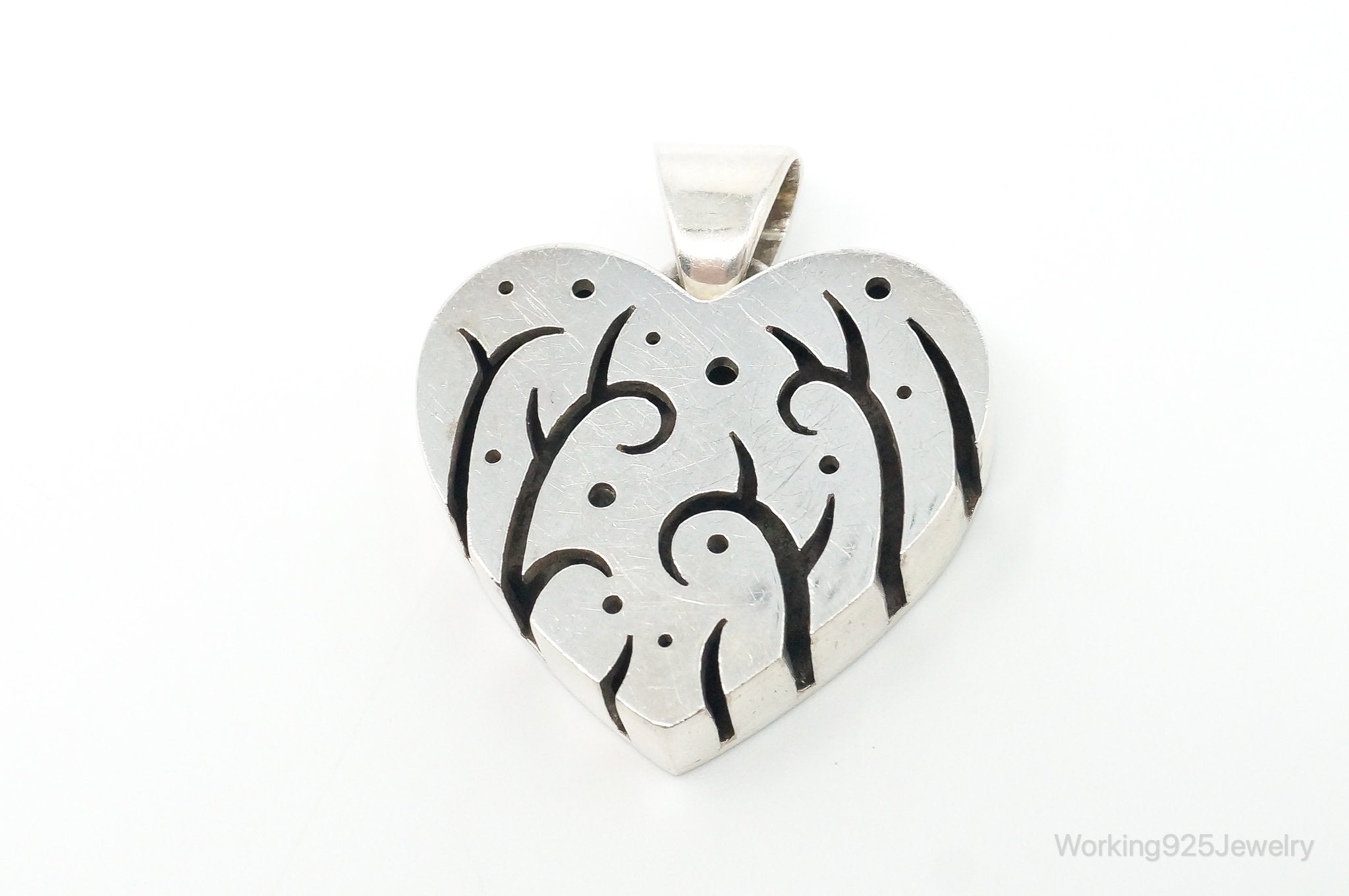 Vintage Designer Heart Trees & Stars Sterling Silver Pendant | Jewelry > Necklaces > Pendants | Wiccan Center