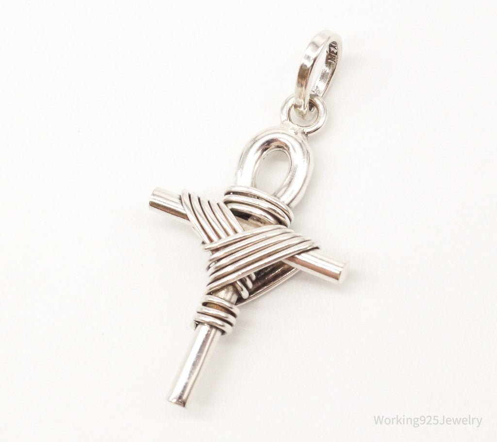 Large Vintage Mexico Wrapped Cross Sterling Silver Pendant | Jewelry > Necklaces > Pendants | Wiccan Center