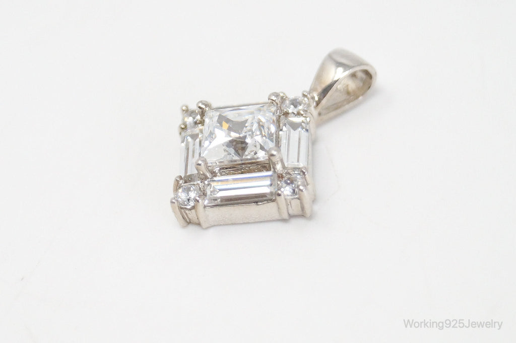 Vintage Art Deco Cubic Zirconia Sterling Silver Necklace Pendant | Jewelry > Necklaces > Pendants | Wiccan Center