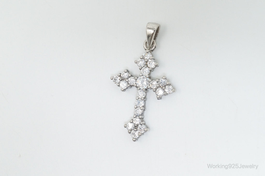 Vintage Cubic Zirconia Cross Sterling Silver Necklace Pendant | Jewelry > Necklaces > Pendants | Wiccan Center