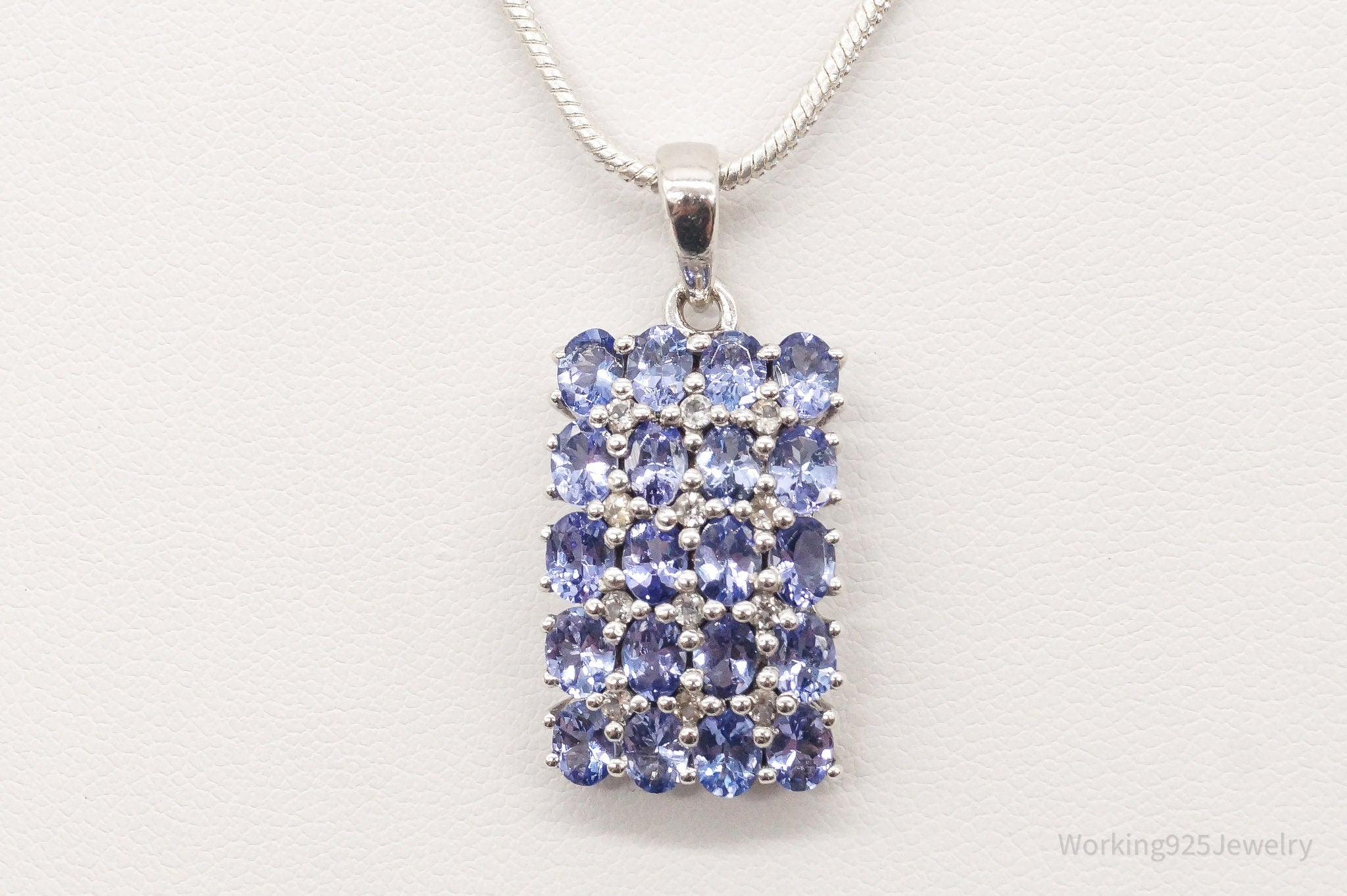 Vintage Designer TGGC Iolite Cubic Zirconia Sterling Silver Necklace | Jewelry > Necklaces > Pendants | Wiccan Center