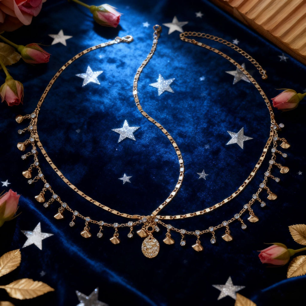 Metal Zircon Tassel Pendant Necklace Multi-layered Exotic Style