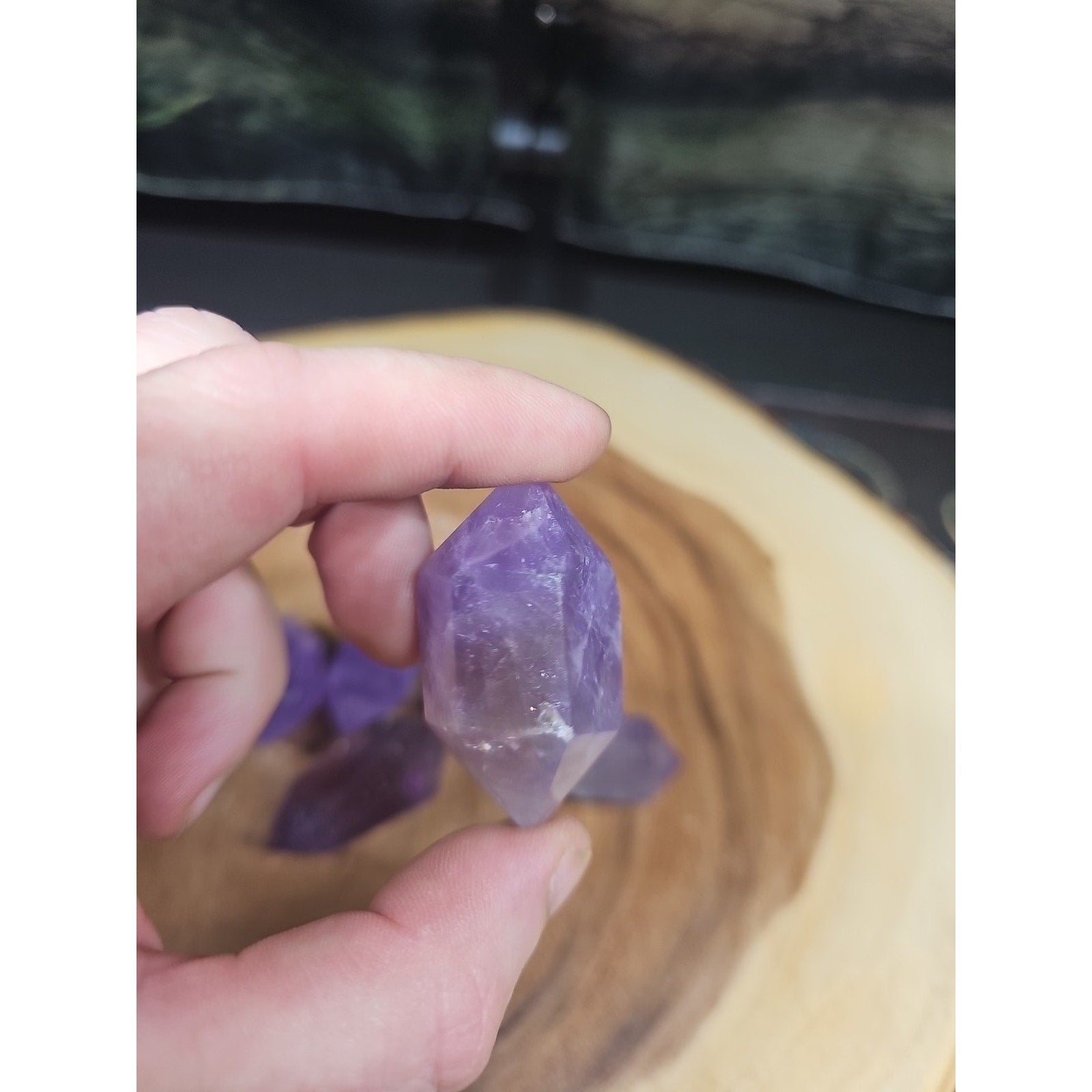 1each Natural Purple Amethyst Quartz Crystal Double Point Wand