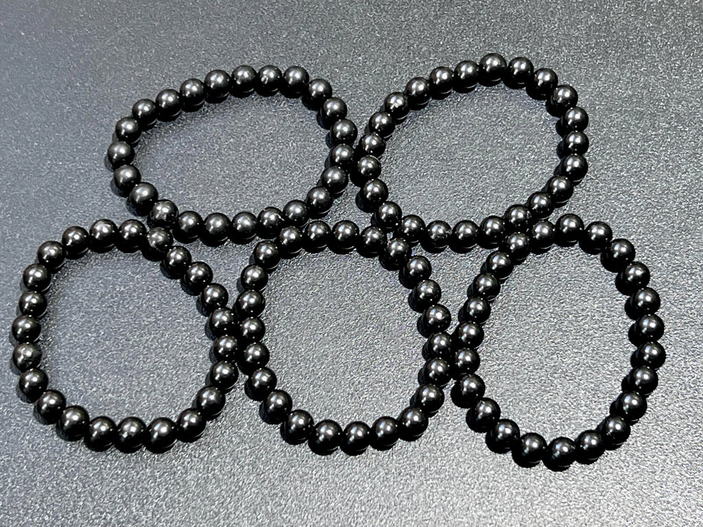 Black Shungite Bead Stretch Bracelet (8mm Beads) Gemstone Jewelry Supply | Jewelry > Bracelets > Beaded Bracelets | Wiccan Center