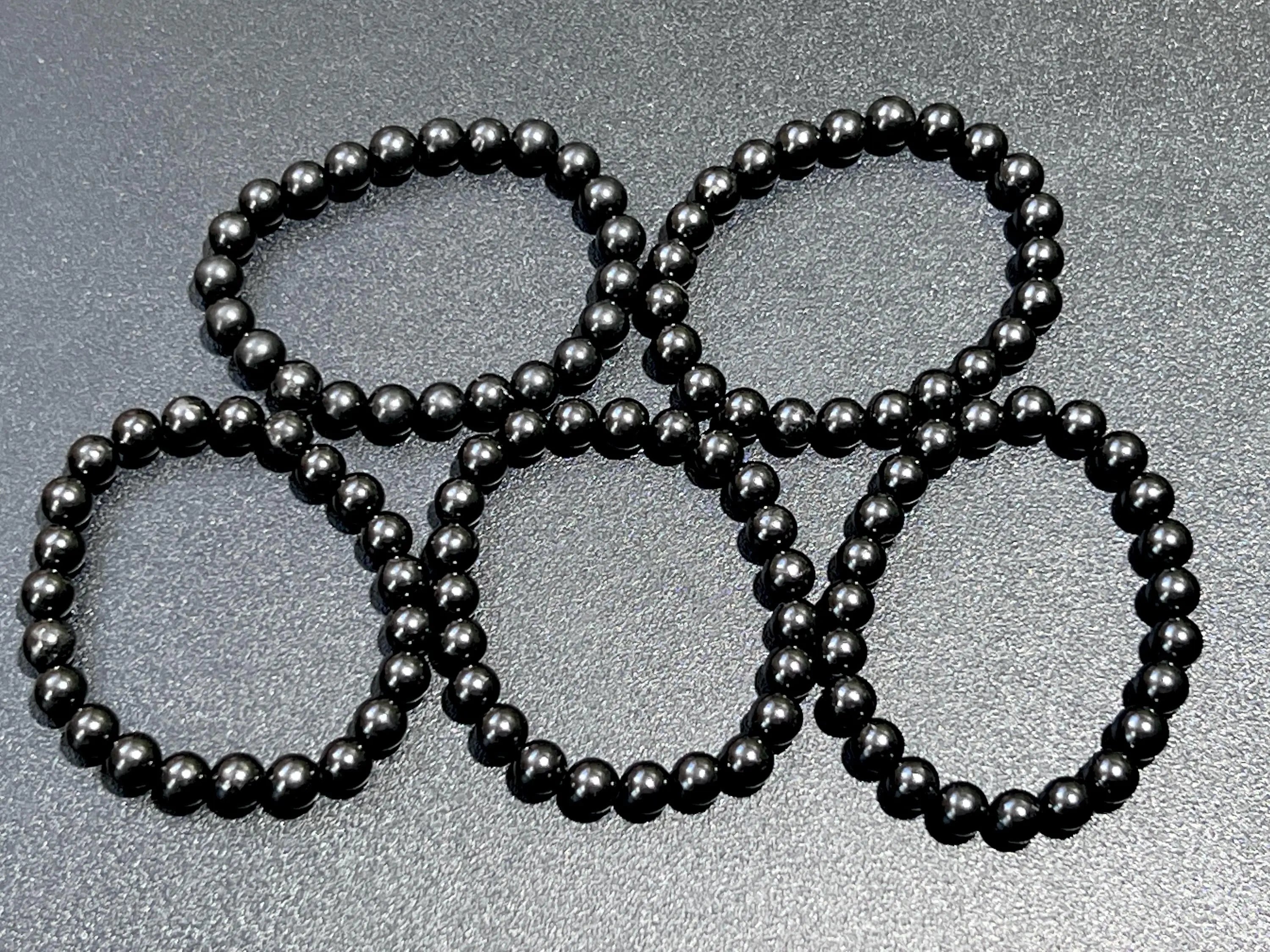 Black Shungite Bead Stretch Bracelet (8mm Beads) Gemstone Jewelry Supply | Jewelry > Bracelets > Beaded Bracelets | Wiccan Center