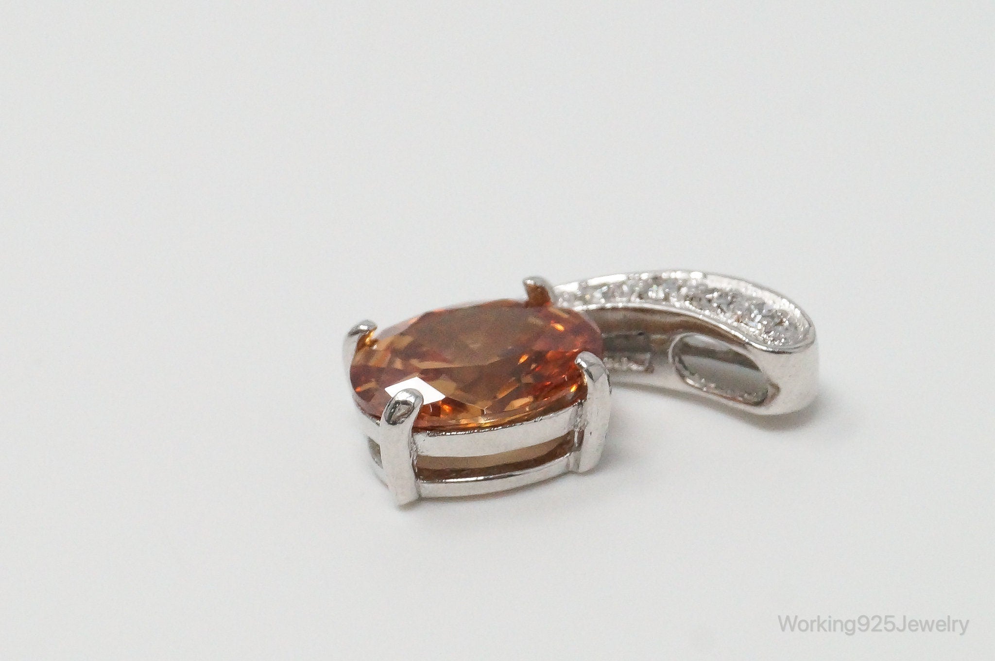 Vintage Art Deco Citrine Cubic Zirconia Sterling Silver Pendant | Jewelry > Necklaces > Pendants | Wiccan Center