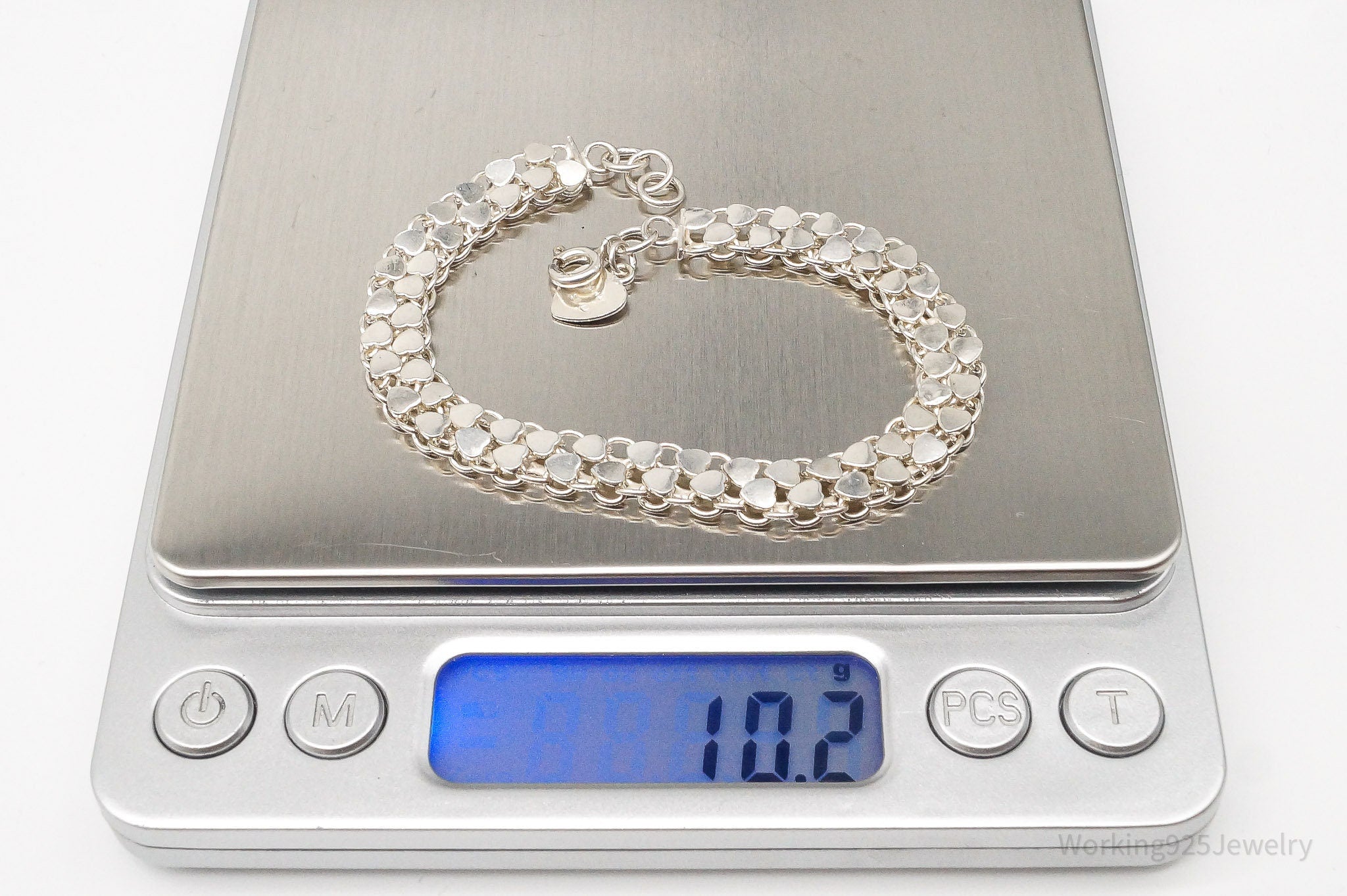 Vintage Hearts Mesh Chain Link Silver Bracelet | Jewelry > Bracelets | Wiccan Center