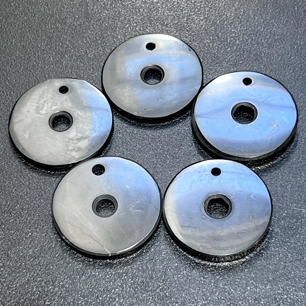 Black Shungite Circle Disc Beads Pendant Gemstone Jewelry Necklace Supply | Craft Supplies & Tools > Beads, Gems & Cabochons > Charms & Pendants > Pendants | Wiccan Center