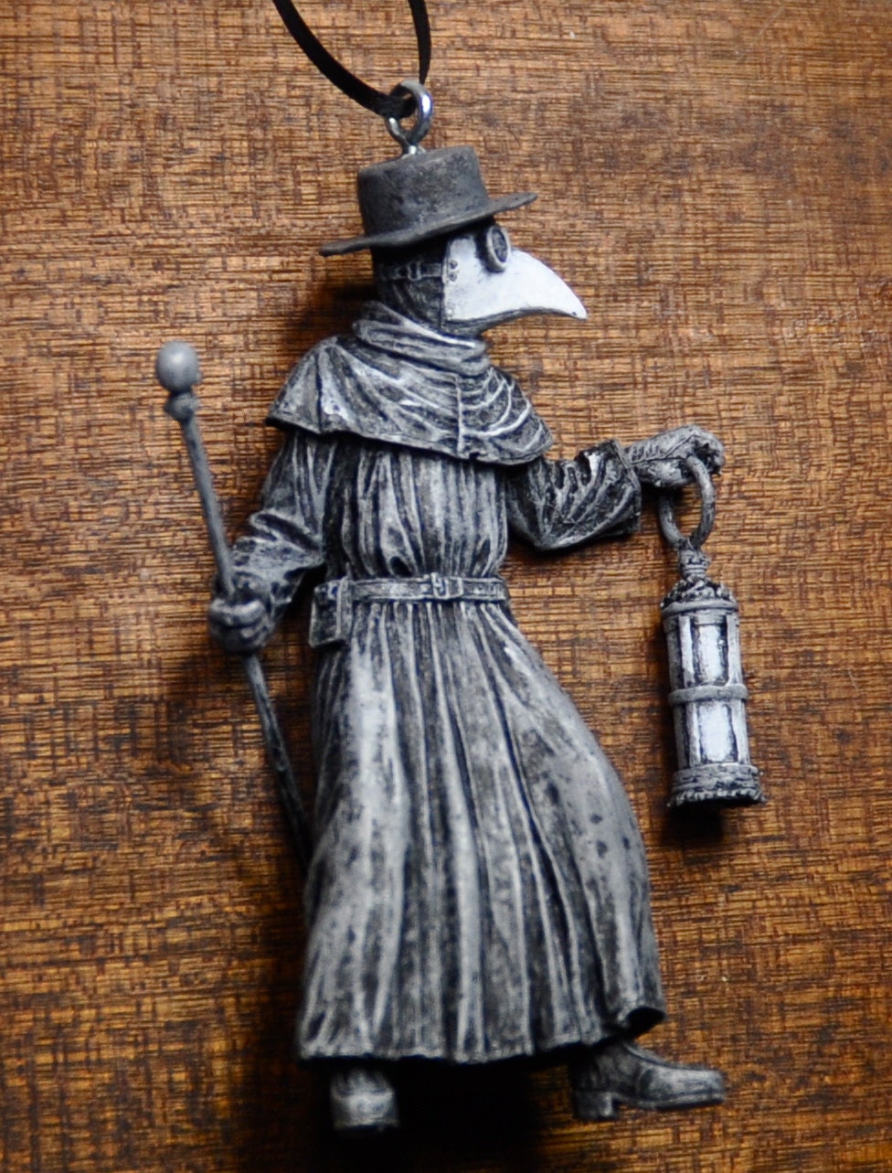 Plague Doctor Ornament, Hand Painted Resin Sculpture | Gothic Medieval History Figurine | Dark Folklore Ornament for Spooky Holiday Decor
