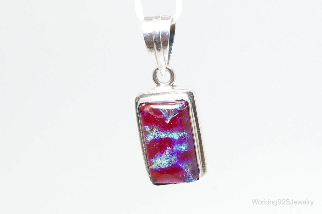 Vintage Dichroic Glass Sterling Silver Necklace Pendant | Jewelry > Necklaces > Pendants | Wiccan Center