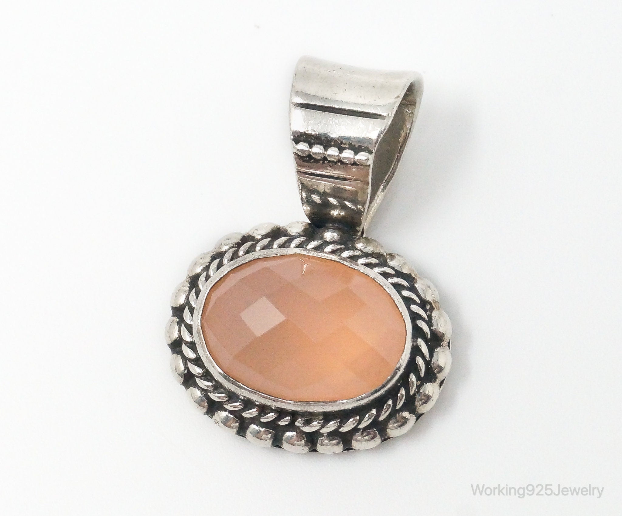 Vintage Native American Peach Chalcedony Sterling Silver Necklace Pendant | Jewelry > Necklaces > Pendants | Wiccan Center
