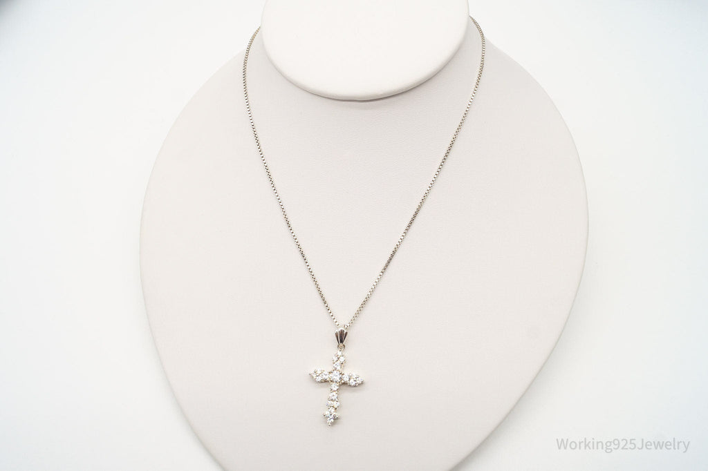Vintage Cubic Zirconia Cross Sterling Silver Necklace | Jewelry > Necklaces > Pendants | Wiccan Center