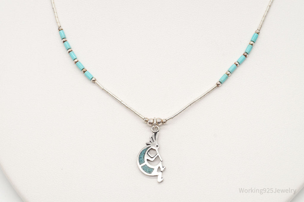 Vintage Native America Turquoise Dancing Kokopelli Sterling Silver Necklace | Jewelry > Necklaces > Pendants | Wiccan Center
