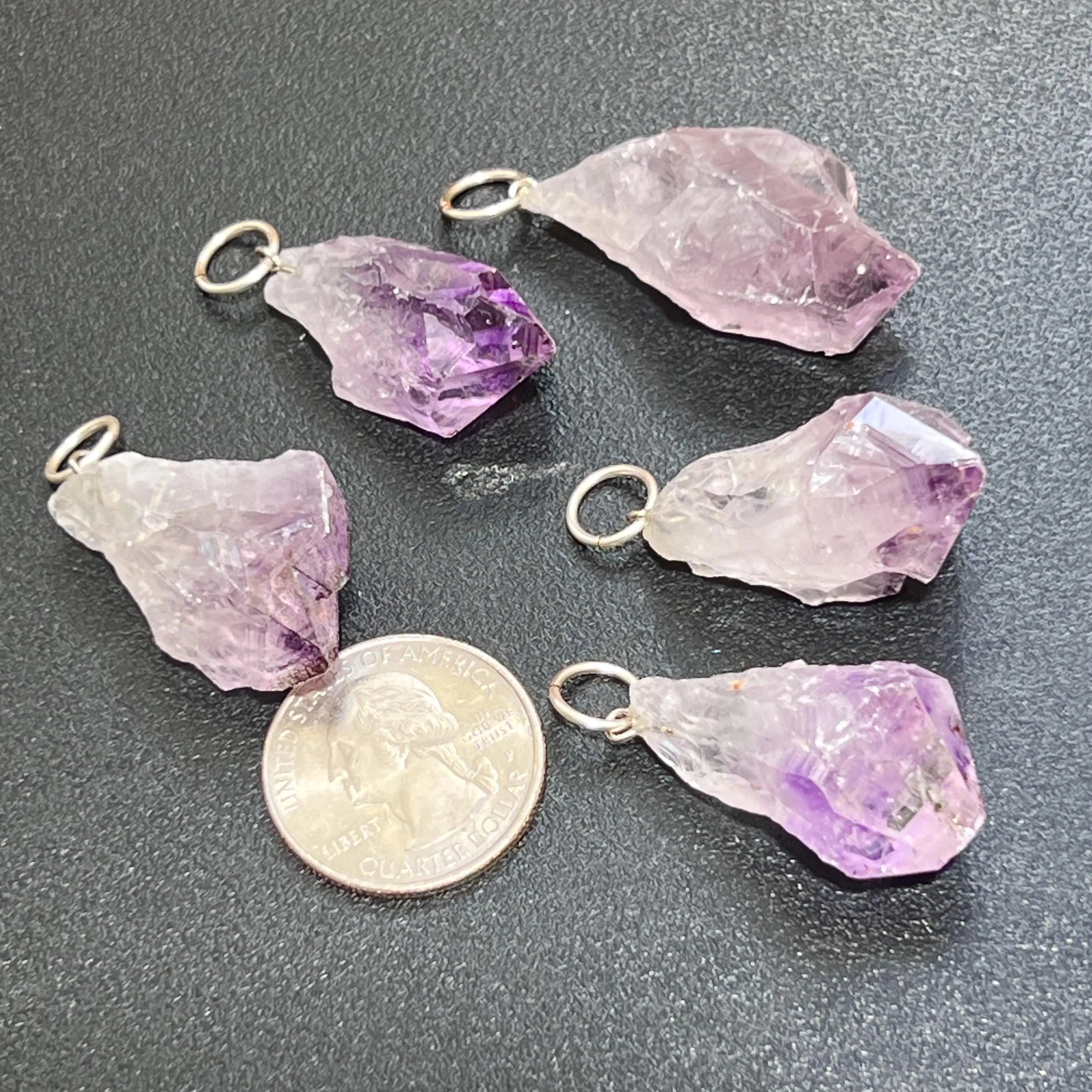 Raw Amethyst Crystal Point Pendant (Silver Ring) Rough Gemstone Jewelry Necklace Supply | Craft Supplies & Tools > Beads, Gems & Cabochons > Charms & Pendants > Pendants | Wiccan Center