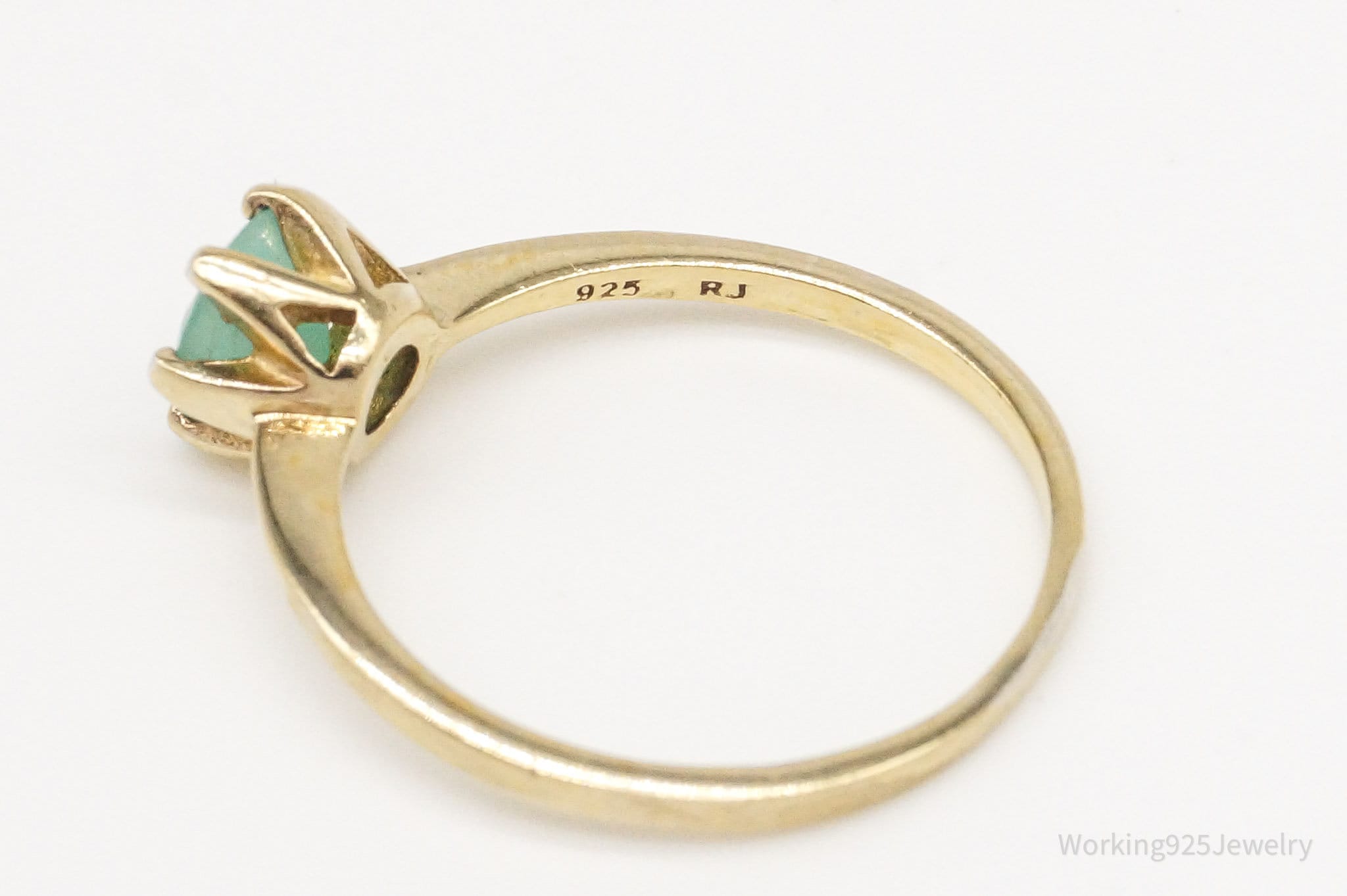 Vintage RJ Green Jade Gold Vermeil Sterling Silver Ring - Size 7.25 | Jewelry > Rings | Wiccan Center