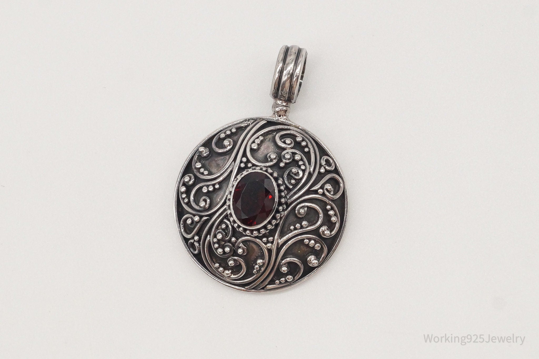 Large Designer BA Suarti Garnet Sterling Silver Pendant | Jewelry > Necklaces > Pendants | Wiccan Center