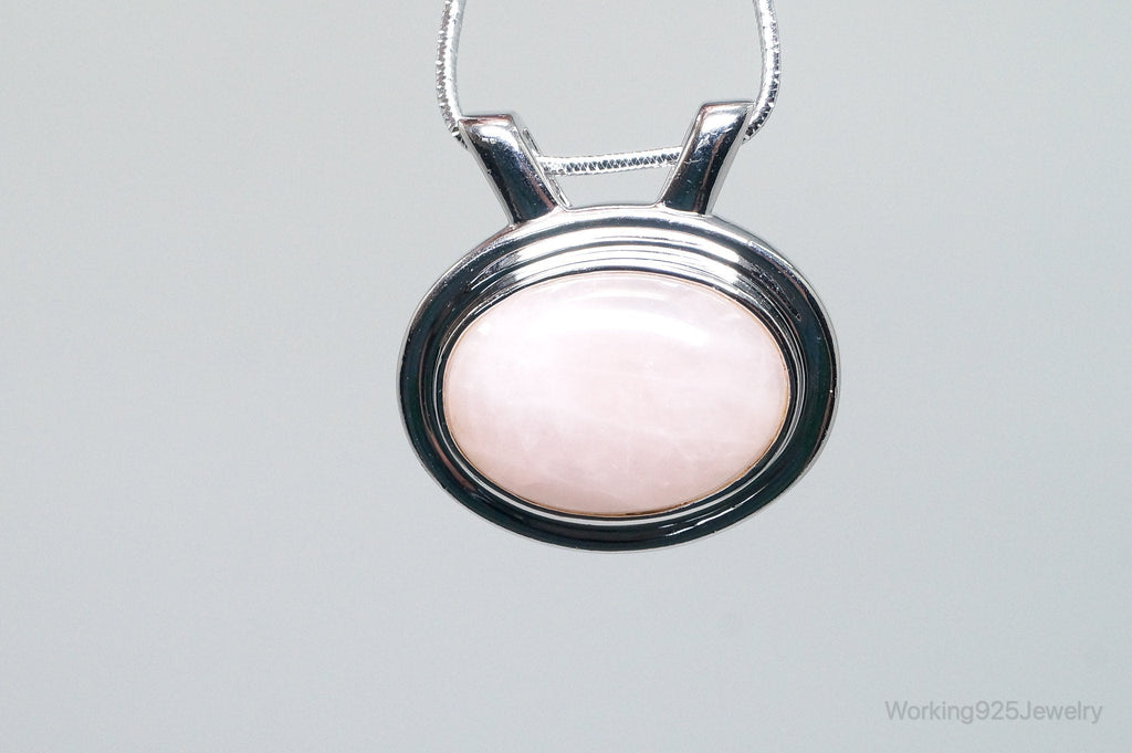 Large Vintage Designer Rose Quartz Sterling Silver Necklace Pendant | Jewelry > Necklaces > Pendants | Wiccan Center