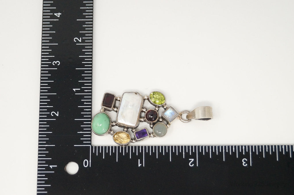 Vintage Multi Gem Sterling Silver Necklace Pendant | Jewelry > Necklaces > Pendants | Wiccan Center