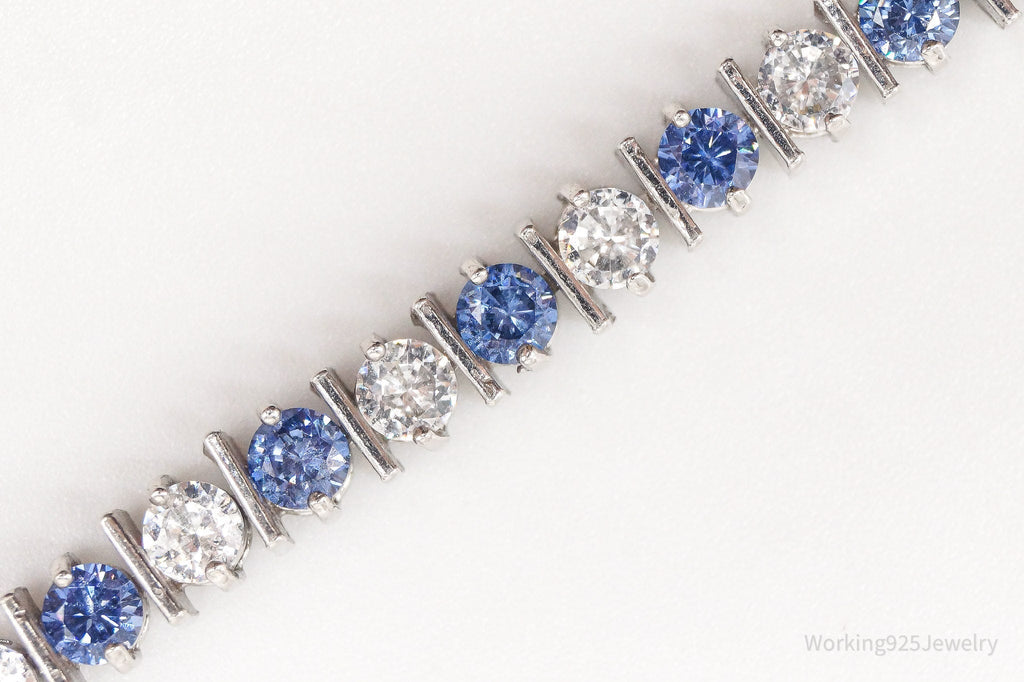 Vintage FAS Blue & White Cubic Zirconia Sterling Silver Bracelet | Jewelry > Bracelets | Wiccan Center