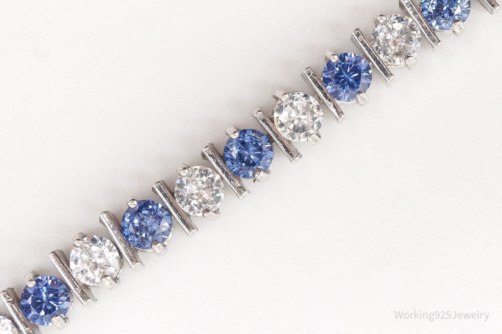 Vintage FAS Blue & White Cubic Zirconia Sterling Silver Bracelet | Jewelry > Bracelets | Wiccan Center