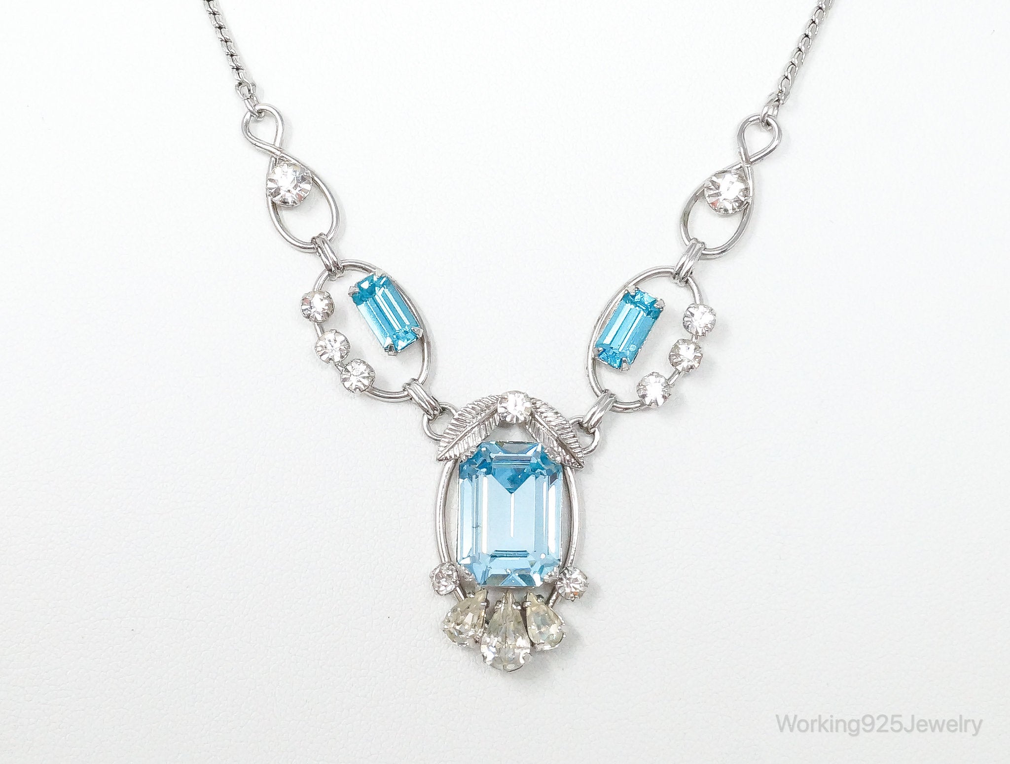 Vintage Designer Van Dell Blue Topaz Cubic Zirconia Sterling Silver Necklace | Jewelry > Necklaces > Pendants | Wiccan Center