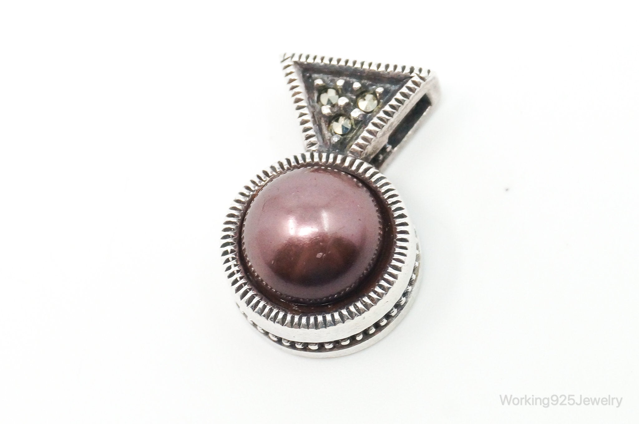 Vintage Designer Judith Jack Pearl Marcasite Sterling Silver Pendant | Jewelry > Necklaces > Pendants | Wiccan Center