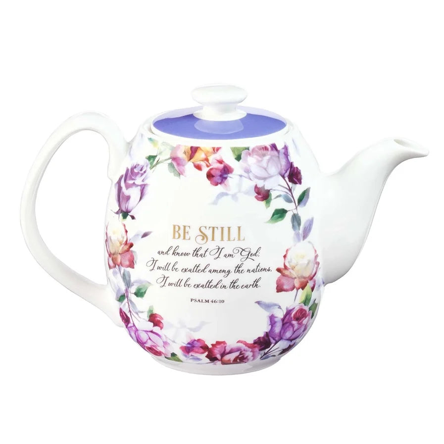 Purple "Be Still" Ceramic Teapot | Gifts | Wiccan Center