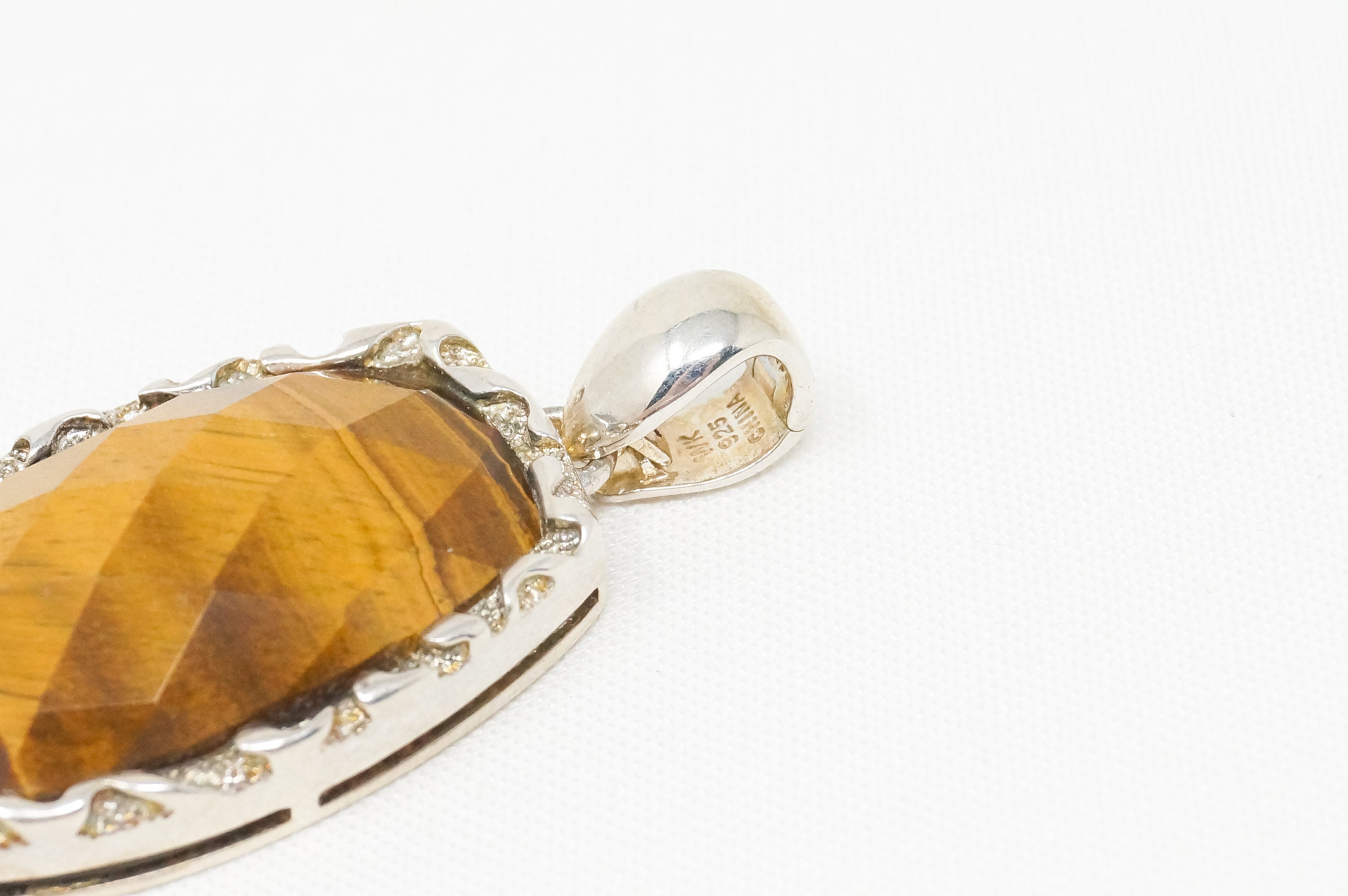Vintage Large Tiger Eye Southwestern Sterling Silver Necklace Pendant | Jewelry > Necklaces > Pendants | Wiccan Center