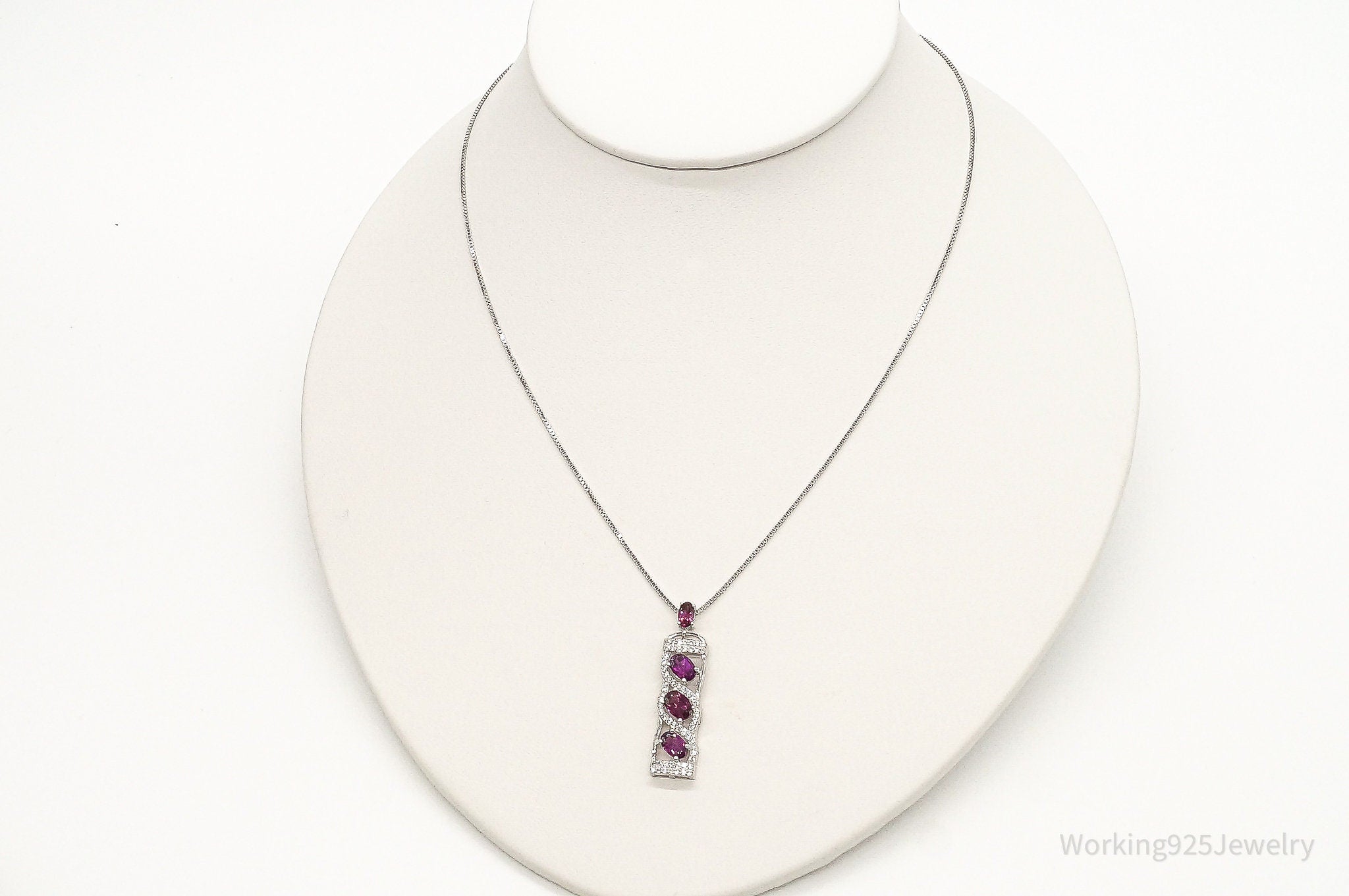Rhodolite Garnet Cubic Zirconia Sterling Silver Necklace | Jewelry > Necklaces > Pendants | Wiccan Center