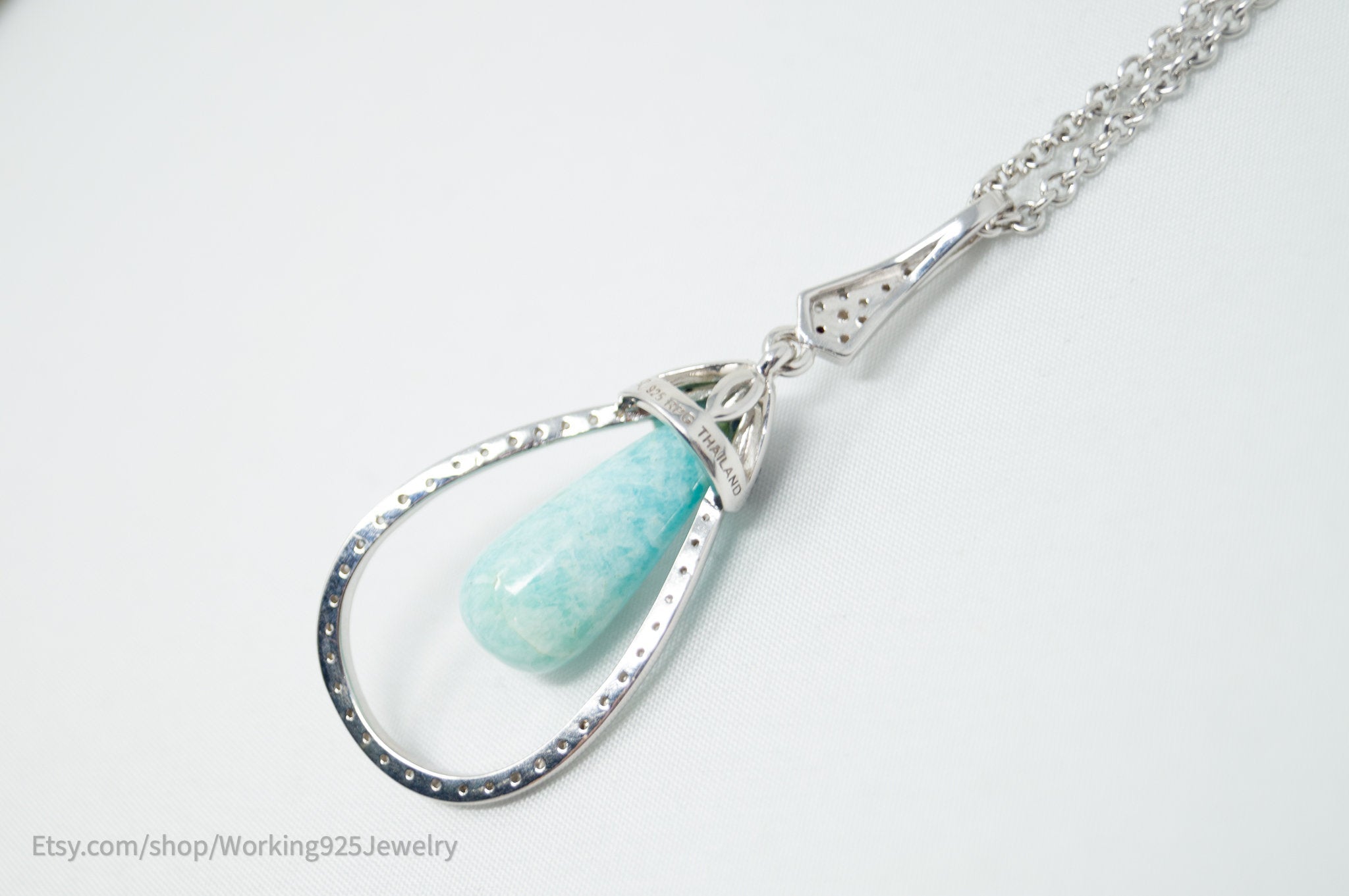 Vtg Designer RPG Ocean Blue Larimar Sapphire Diamond Sterling Silver Necklace | Jewelry > Necklaces > Pendants | Wiccan Center