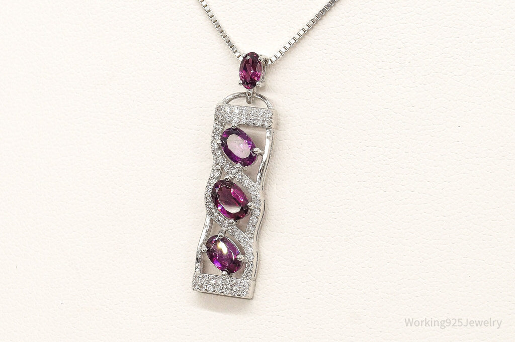 Rhodolite Garnet Cubic Zirconia Sterling Silver Necklace | Jewelry > Necklaces > Pendants | Wiccan Center
