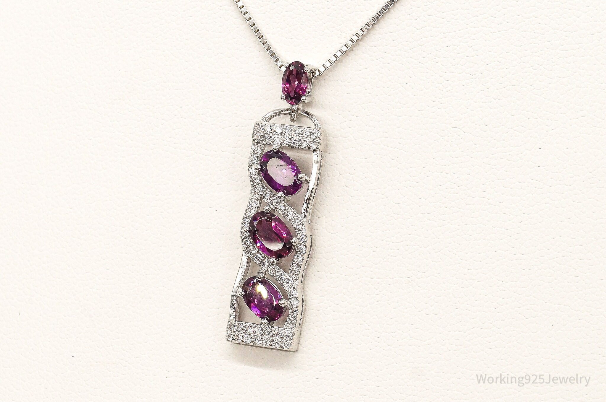 Rhodolite Garnet Cubic Zirconia Sterling Silver Necklace | Jewelry > Necklaces > Pendants | Wiccan Center