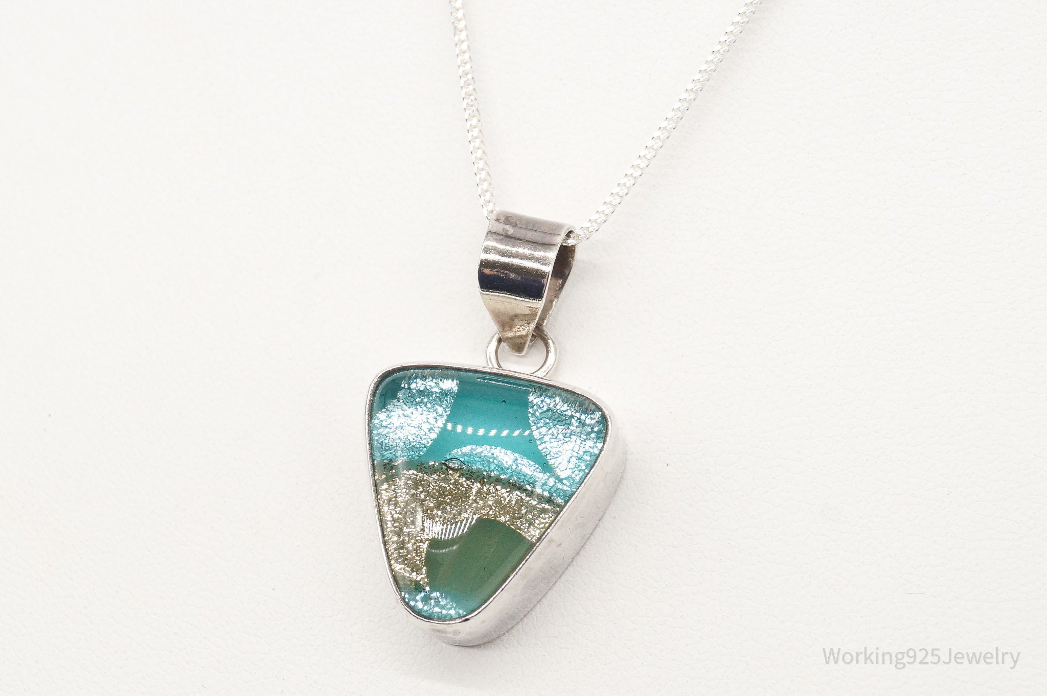 Vintage Dichroic Glass Sterling Silver Necklace | Jewelry > Necklaces > Pendants | Wiccan Center