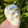 Witches Shield of Protection Herbal Intention Large Skull Crystal Candle | Ritual Altar Tool Stone Spell Scented Soy Gift Dragons Blood | | Wiccan Center