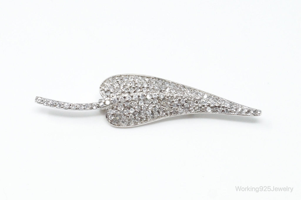 Vintage Cubic Zirconia Leaf Sterling Silver Brooch Pin | Jewelry > Brooches, Pins & Clips | Wiccan Center