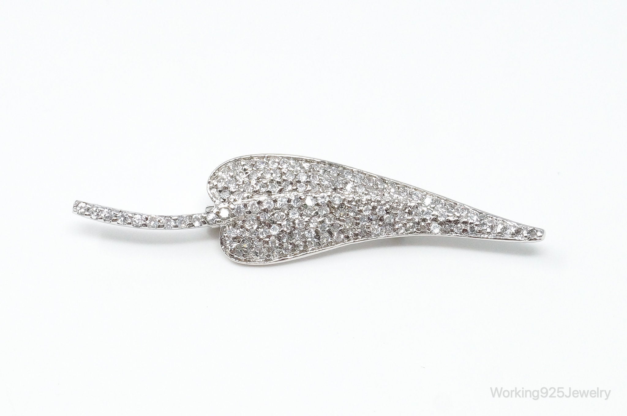 Vintage Cubic Zirconia Leaf Sterling Silver Brooch Pin | Jewelry > Brooches, Pins & Clips | Wiccan Center