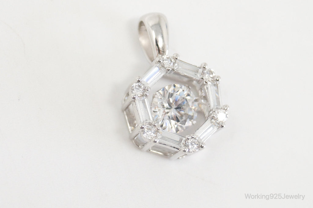 Vintage Art Deco Cubic Zirconia Sterling Silver Necklace Pendant | Jewelry > Necklaces > Pendants | Wiccan Center