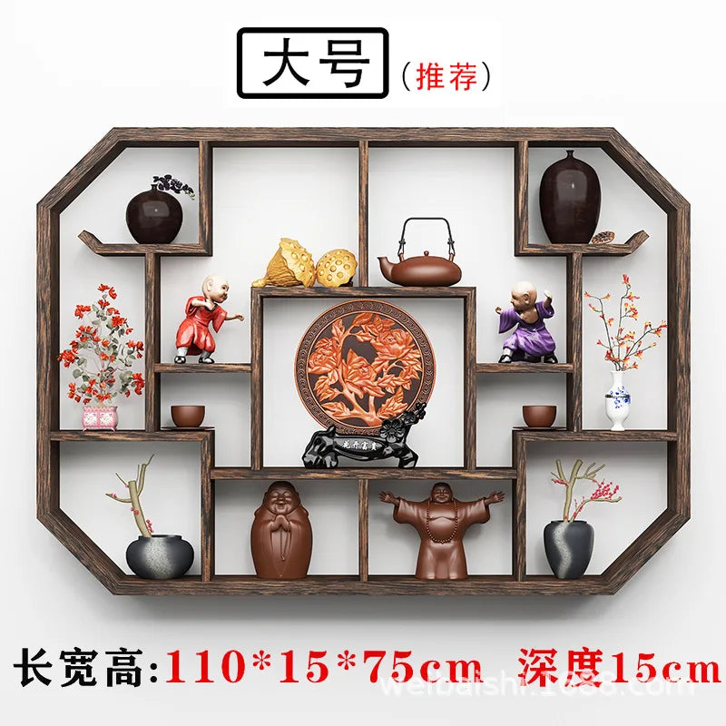 Solid Wood Duobao Bogu Display Shelf | Modern Chinese Curio Etagere | Shelving | Wiccan Center