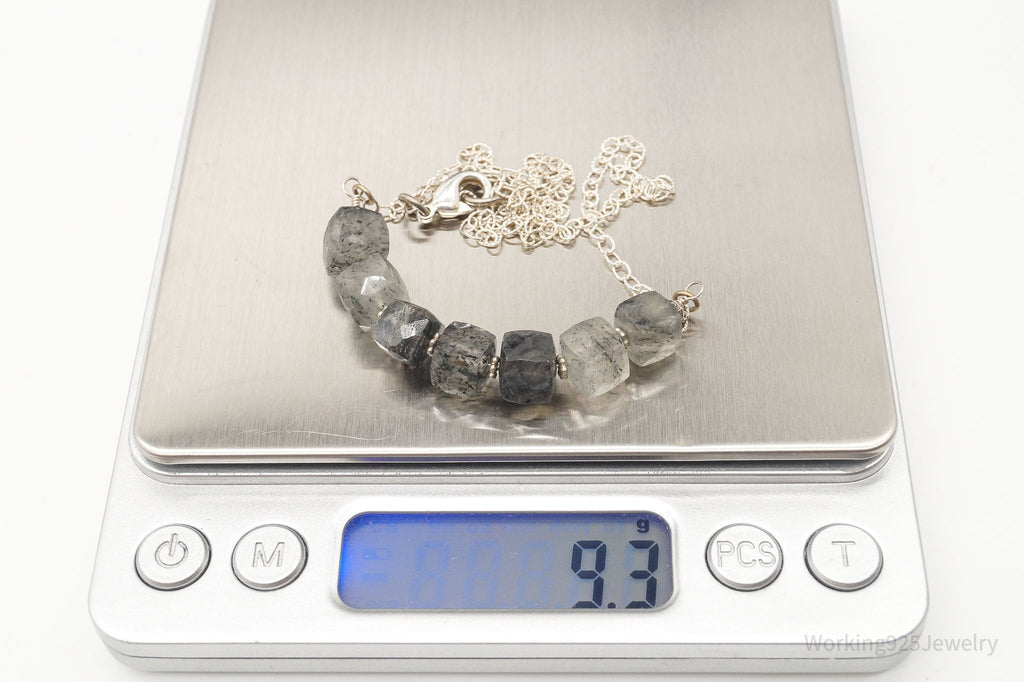 Vintage Spotted Quartz Bead Silver Chain Link Necklace | Jewelry > Necklaces > Pendants | Wiccan Center
