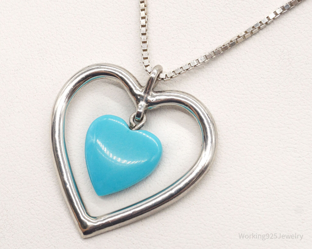Vintage Blue Turquoise Heart Sterling Silver Necklace | Jewelry > Necklaces > Pendants | Wiccan Center