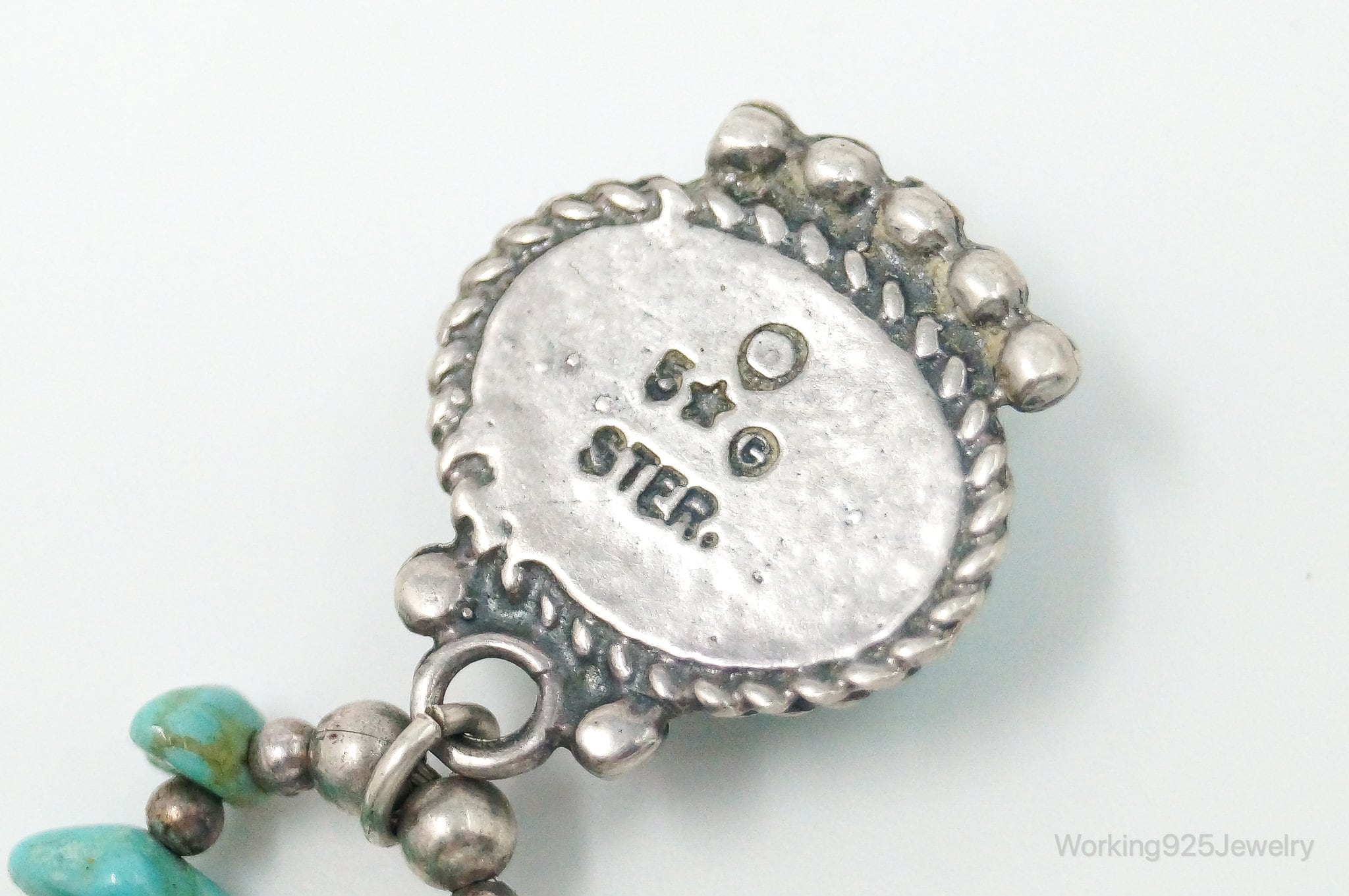 Vintage Native American Large Turquoise Sterling Silver Bead Necklace | Jewelry > Necklaces > Pendants | Wiccan Center