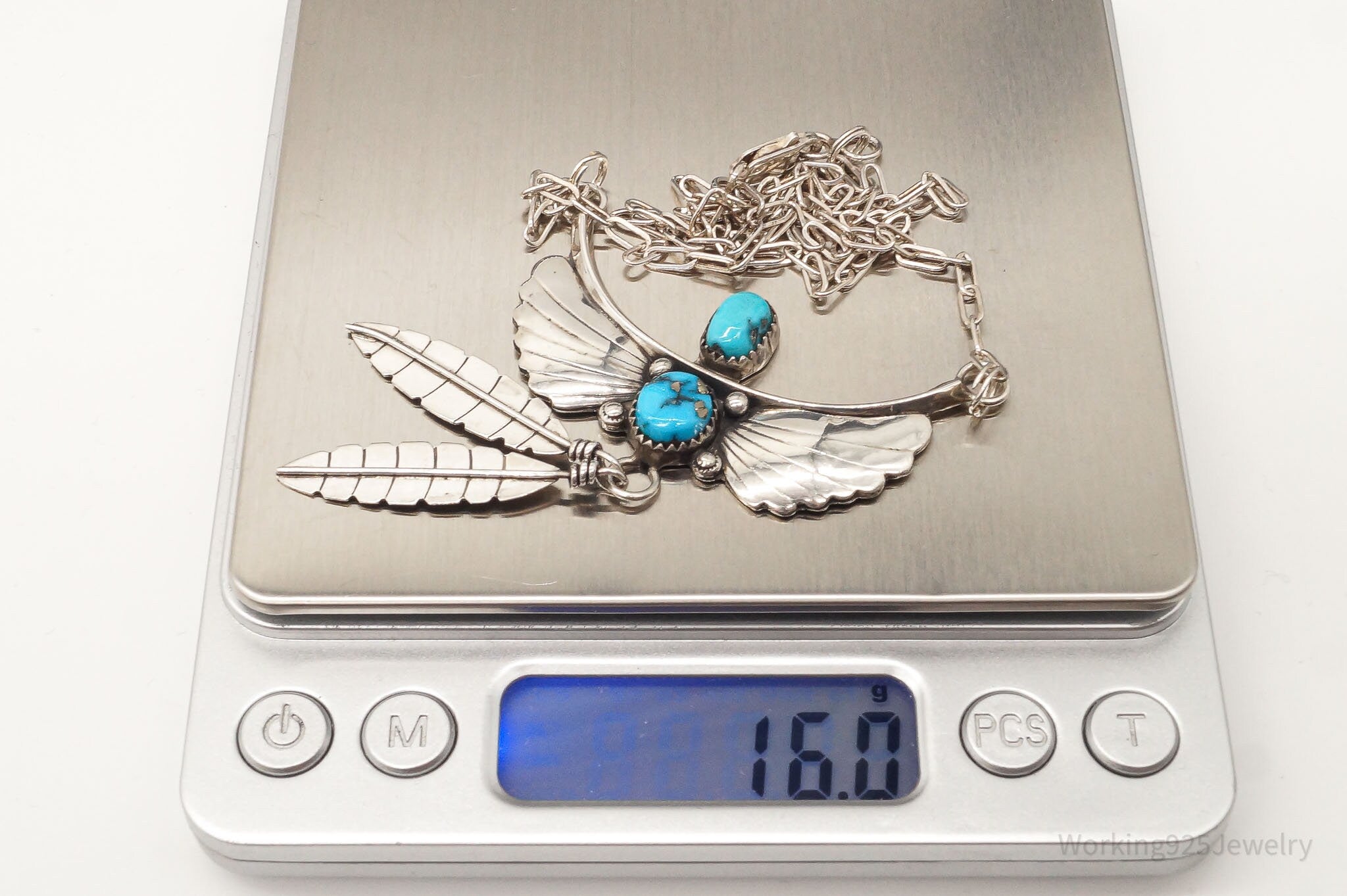 Vintage Native American LG Turquoise Sterling Silver Necklace | Jewelry > Necklaces > Pendants | Wiccan Center