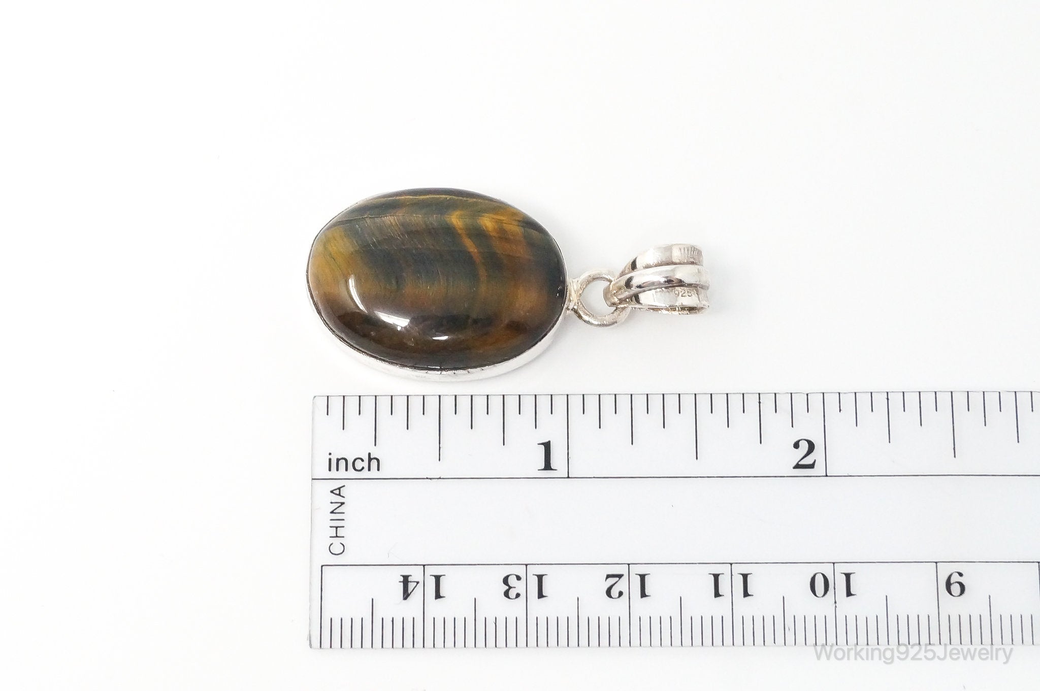 Vintage Large Tigers Eye Southwestern Style Sterling Silver Pendant | Jewelry > Necklaces > Pendants | Wiccan Center