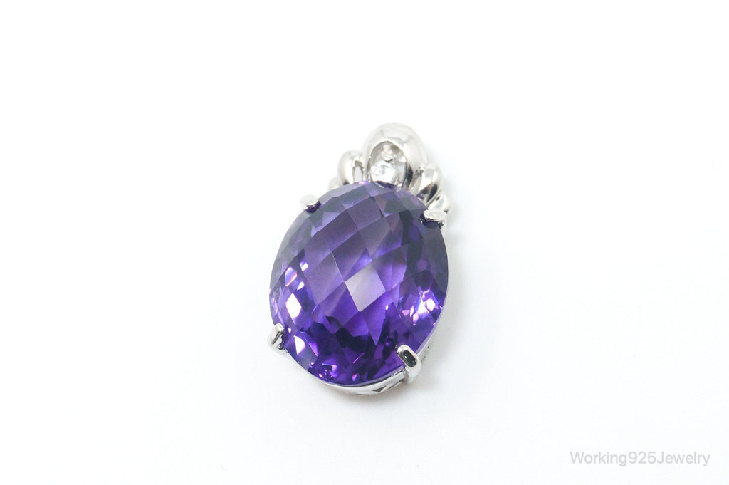 Vintage Amethyst Cubic Zirconia Sterling Silver Necklace Pendant | Jewelry > Necklaces > Pendants | Wiccan Center